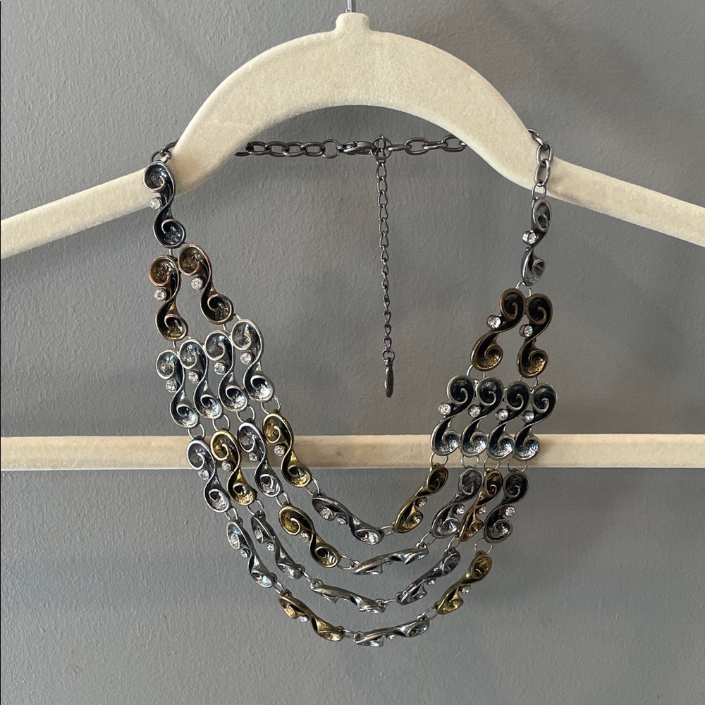 Elegant Silver and Gold Swirl Necklace